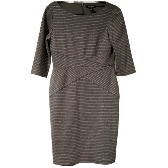 White House Black Market criss cross stripe dress size 10 NWOT - Picture 2 of 8
